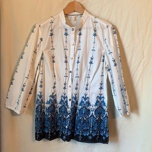 Blue-Black-White Blouse by Charter Club